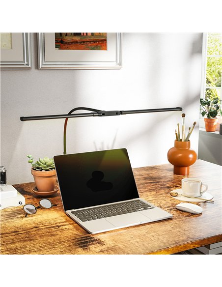 HOMCOM LED Desk Lamp with Clamp, Double Head Table Lamp with 3 Colour Modes & 10 Brightness Levels, Flexible Gooseneck Reading D - pic 162522 | FastDaddyshop