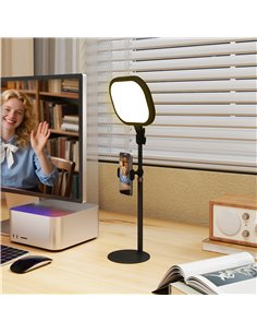 HOMCOM Selfie Light for Video Conference Lighting, Dimmable Desk Lamp with Stand Phone Holder, 5 Colour Modes & 10 Brightness Le 2