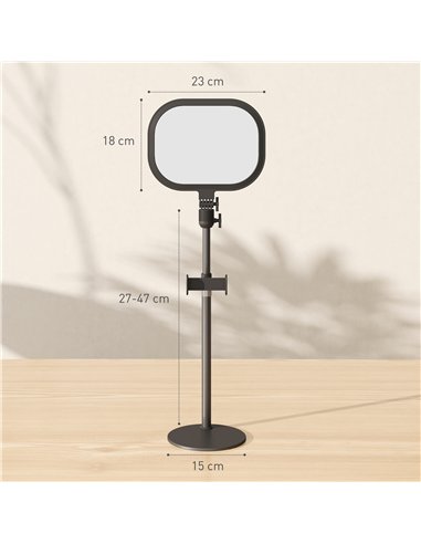 HOMCOM Selfie Light for Video Conference Lighting, Dimmable Desk Lamp with Stand Phone Holder, 5 Colour Modes & 10 Brightness Le