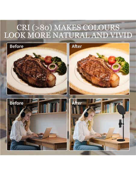 HOMCOM Selfie Light for Video Conference Lighting, Dimmable Desk Lamp with Stand Phone Holder, 5 Colour Modes & 10 Brightness Le - pic 162528 | FastDaddyshop