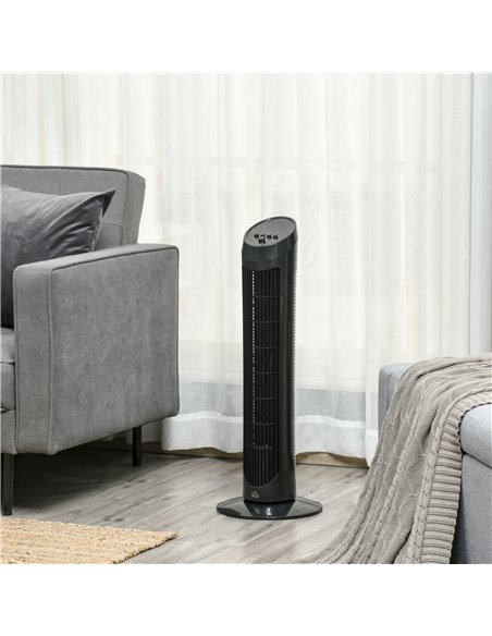 Homcom 30" Ultra Slim Indoor Oscillating Tower Fan with 3 Speed Mode, Noise Reduction, Black - pic 16253 | FastDaddyshop