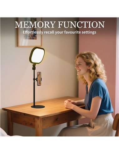 HOMCOM Selfie Light for Video Conference Lighting, Dimmable Desk Lamp with Stand Phone Holder, 5 Colour Modes & 10 Brightness Le
