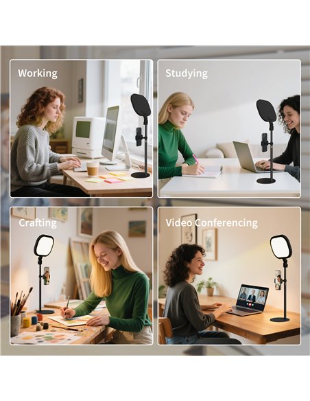 HOMCOM Selfie Light for Video Conference Lighting, Dimmable Desk Lamp with Stand Phone Holder, 5 Colour Modes & 10 Brightness Le - pic 162532 | FastDaddyshop