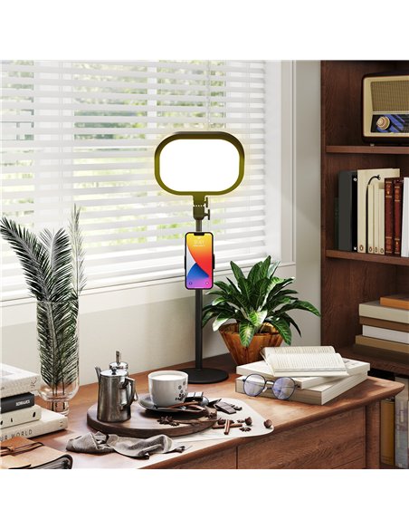 HOMCOM Selfie Light for Video Conference Lighting, Dimmable Desk Lamp with Stand Phone Holder, 5 Colour Modes & 10 Brightness Le - pic 162533 | FastDaddyshop