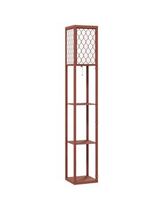 HOMCOM Three-Shelf Standing Lamp - Brown/White