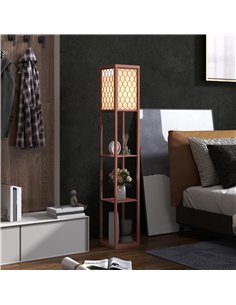 HOMCOM Three-Shelf Standing Lamp - Brown/White 2
