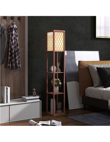 HOMCOM Three-Shelf Standing Lamp - Brown/White