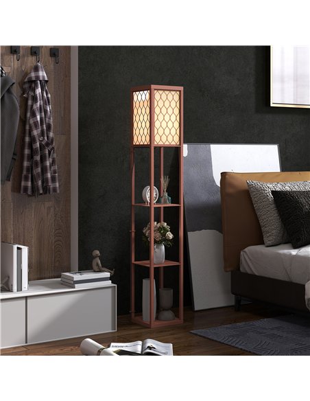 HOMCOM Three-Shelf Standing Lamp - Brown/White - pic 162535 | FastDaddyshop