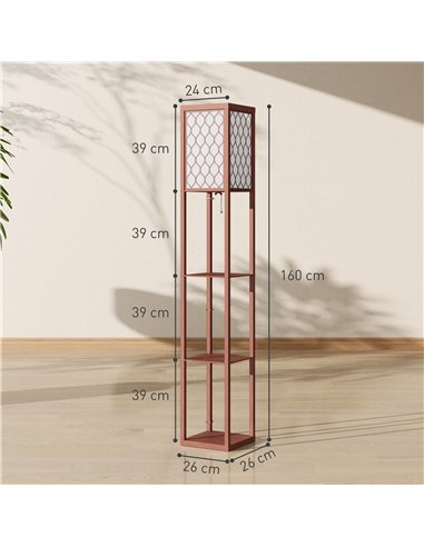 HOMCOM Three-Shelf Standing Lamp - Brown/White