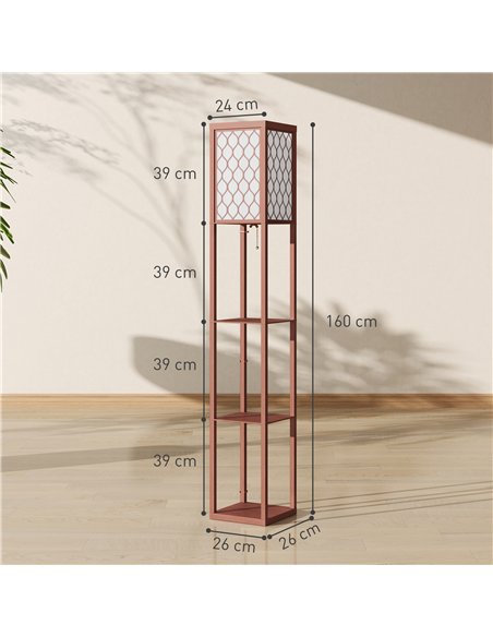 HOMCOM Three-Shelf Standing Lamp - Brown/White - pic 162536 | FastDaddyshop