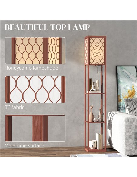 HOMCOM Three-Shelf Standing Lamp - Brown/White - pic 162537 | FastDaddyshop