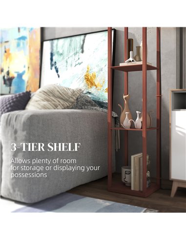 HOMCOM Three-Shelf Standing Lamp - Brown/White