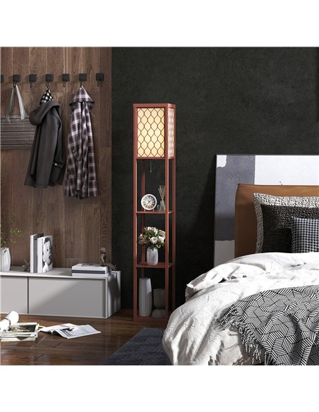 HOMCOM Three-Shelf Standing Lamp - Brown/White - pic 162541 | FastDaddyshop