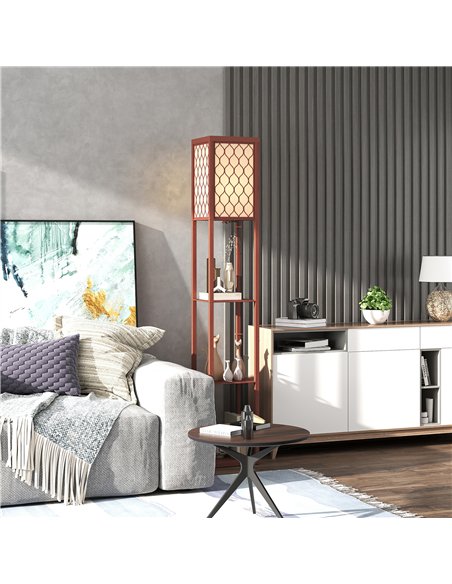 HOMCOM Three-Shelf Standing Lamp - Brown/White - pic 162542 | FastDaddyshop