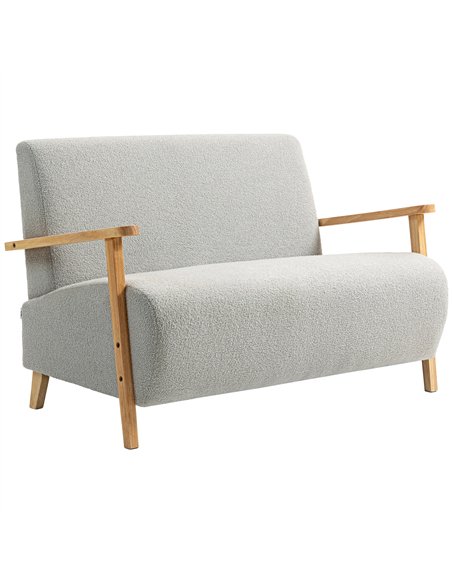HOMCOM Small Sherpa Fabric 2 Seater Sofa Settee - Light Grey - pic 162543 | FastDaddyshop