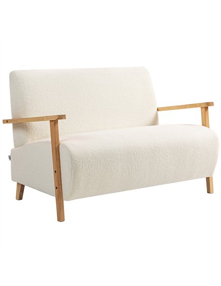HOMCOM Small Sherpa Fabric 2 Seater Sofa Settee - Cream White - pic 162552 | FastDaddyshop
