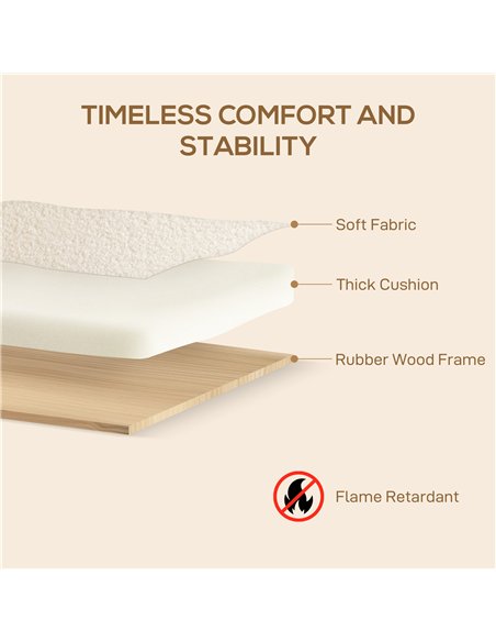 HOMCOM Small Sherpa Fabric 2 Seater Sofa Settee - Cream White - pic 162557 | FastDaddyshop