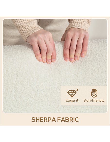 HOMCOM Small Sherpa Fabric 2 Seater Sofa Settee - Cream White - pic 162558 | FastDaddyshop