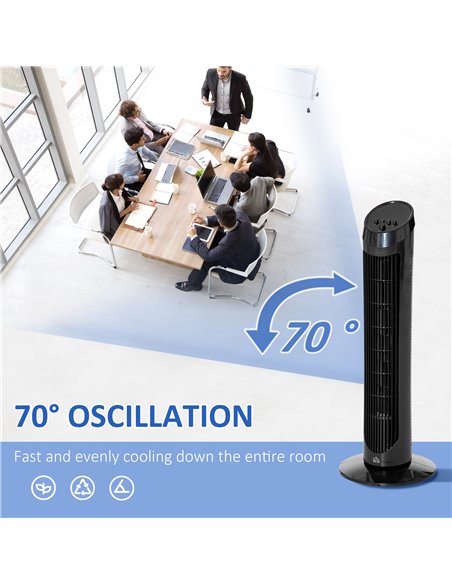 Homcom 30" Ultra Slim Indoor Oscillating Tower Fan with 3 Speed Mode, Noise Reduction, Black - pic 16256 | FastDaddyshop