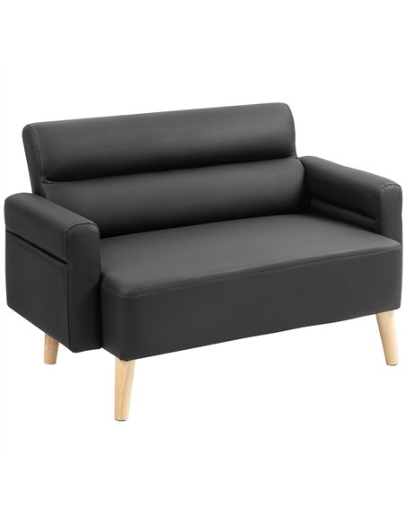 HOMCOM Small Faux Leather 2 Seater Sofa Settee - Black - pic 162561 | FastDaddyshop