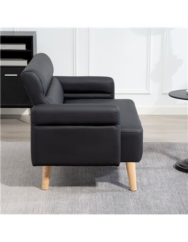 HOMCOM Small Faux Leather 2 Seater Sofa Settee - Black