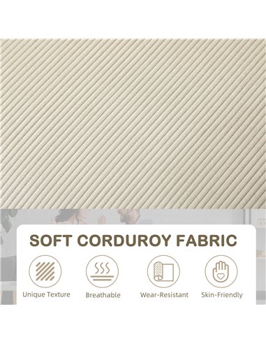 HOMCOM Three-Seater Corduroy Sofa - Cream White