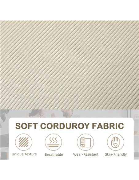 HOMCOM Three-Seater Corduroy Sofa - Cream White - pic 162574 | FastDaddyshop