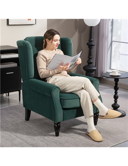 HOMCOM Wingback Accent Chair, Retro Upholstered Button Tufted Occasional Chair for Living Room and Bedroom, Green - pic 162580 | FastDaddyshop