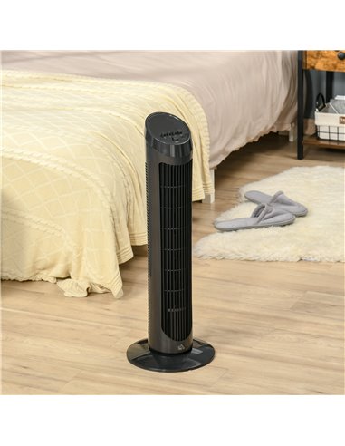 HOMCOM 30" Oscillating Tower Fan 3 Speed Mode Ultra Slim Indoor Air Refresher Cooling Machine Noise Reduction - Black