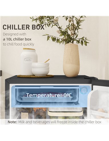 HOMCOM 91 Litre Freestanding Under Counter Fridge Freezer, Small Fridge with Chiller Box, Adjustable Thermostat, 47.5cm Wide, Si
