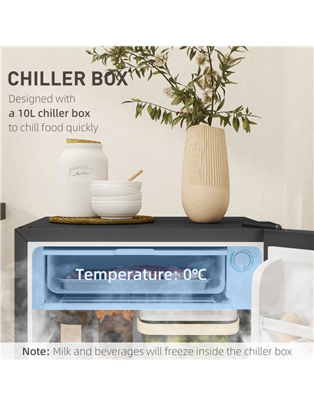 HOMCOM 91 Litre Freestanding Under Counter Fridge Freezer, Small Fridge with Chiller Box, Adjustable Thermostat, 47.5cm Wide, Si - pic 162601 | FastDaddyshop