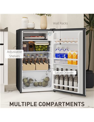 HOMCOM 91 Litre Freestanding Under Counter Fridge Freezer, Small Fridge with Chiller Box, Adjustable Thermostat, 47.5cm Wide, Si