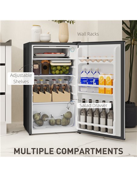 HOMCOM 91 Litre Freestanding Under Counter Fridge Freezer, Small Fridge with Chiller Box, Adjustable Thermostat, 47.5cm Wide, Si - pic 162602 | FastDaddyshop