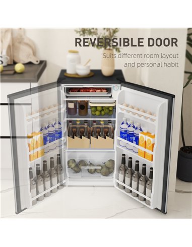 HOMCOM 91 Litre Freestanding Under Counter Fridge Freezer, Small Fridge with Chiller Box, Adjustable Thermostat, 47.5cm Wide, Si