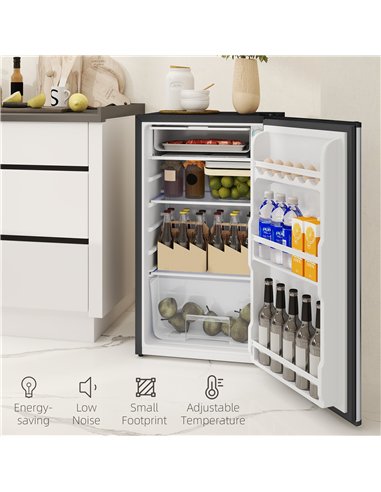 HOMCOM 91 Litre Freestanding Under Counter Fridge Freezer, Small Fridge with Chiller Box, Adjustable Thermostat, 47.5cm Wide, Si