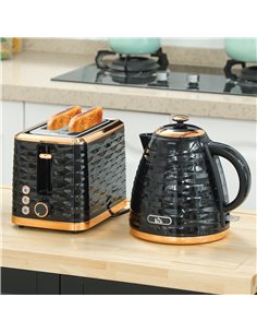 HOMCOM 3000W 1.7L Rapid Boil Kettle & 2 Slice Toaster, Kettle and Toaster Set with 7 Browning Controls and Crumb Tray, Black 2