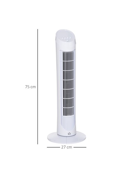 Homcom 30" Ultra Slim Indoor Oscillating Tower Fan with 3 Speed Mode, Noise Reduction, White - pic 16262 | FastDaddyshop