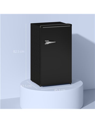 HOMCOM Under Counter Fridge, 85L Small Retro Refrigerator with Chiller Box, Adjustable Thermostat, Glass Shelves, Black