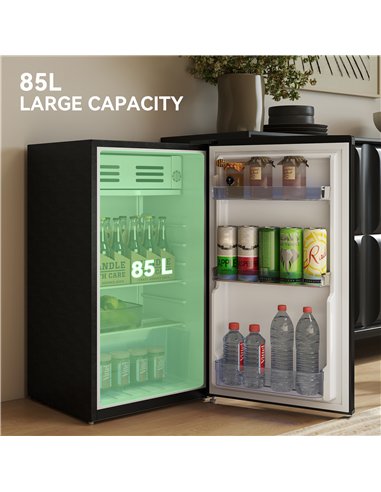 HOMCOM Under Counter Fridge, 85L Small Retro Refrigerator with Chiller Box, Adjustable Thermostat, Glass Shelves, Black