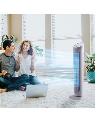 Homcom 30" Ultra Slim Indoor Oscillating Tower Fan with 3 Speed Mode, Noise Reduction, White