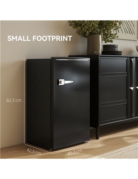 HOMCOM Under Counter Fridge, 85L Small Retro Refrigerator with Chiller Box, Adjustable Thermostat, Glass Shelves, Black - pic 162631 | FastDaddyshop