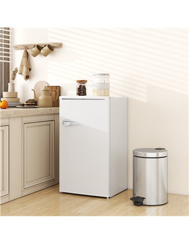 HOMCOM Under Counter Fridge, 85L Small Retro Refrigerator with Chiller Box, Adjustable Thermostat, Glass Shelves, White