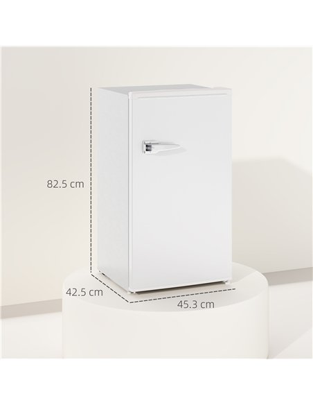 HOMCOM Under Counter Fridge, 85L Small Retro Refrigerator with Chiller Box, Adjustable Thermostat, Glass Shelves, White - pic 162635 | FastDaddyshop