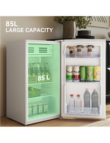 HOMCOM Under Counter Fridge, 85L Small Retro Refrigerator with Chiller Box, Adjustable Thermostat, Glass Shelves, White