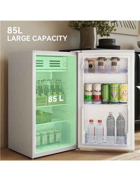 HOMCOM Under Counter Fridge, 85L Small Retro Refrigerator with Chiller Box, Adjustable Thermostat, Glass Shelves, White - pic 162637 | FastDaddyshop