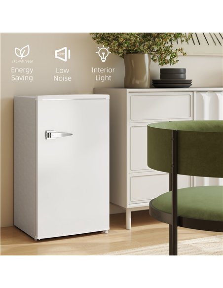 HOMCOM Under Counter Fridge, 85L Small Retro Refrigerator with Chiller Box, Adjustable Thermostat, Glass Shelves, White - pic 162638 | FastDaddyshop