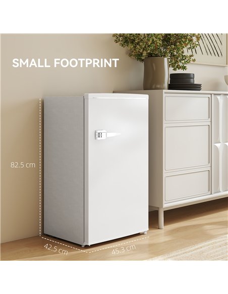 HOMCOM Under Counter Fridge, 85L Small Retro Refrigerator with Chiller Box, Adjustable Thermostat, Glass Shelves, White - pic 162640 | FastDaddyshop