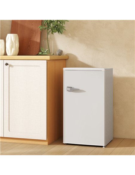 HOMCOM Under Counter Fridge, 85L Small Retro Refrigerator with Chiller Box, Adjustable Thermostat, Glass Shelves, White - pic 162641 | FastDaddyshop
