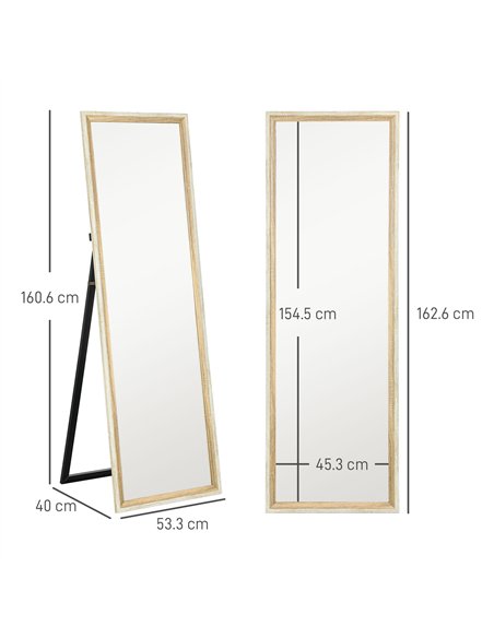 HOMCOM 162.6 cm Two-Tone Full Length Mirror - White/Oak-Tone - pic 162644 | FastDaddyshop