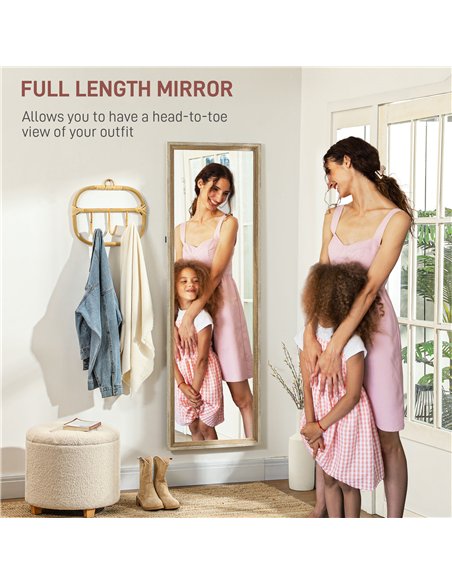HOMCOM 162.6 cm Two-Tone Full Length Mirror - White/Oak-Tone - pic 162645 | FastDaddyshop